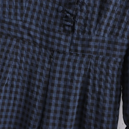 Fashion temperament casual versatile bubble sleeve plaid long jumpsuit