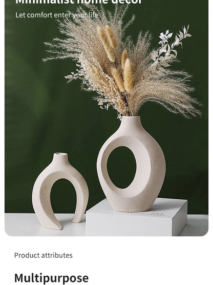 Creative White Simple European Ceramic Vase Set