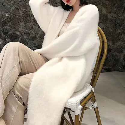 Knitted fluffy long sleeve Cashmere sweater