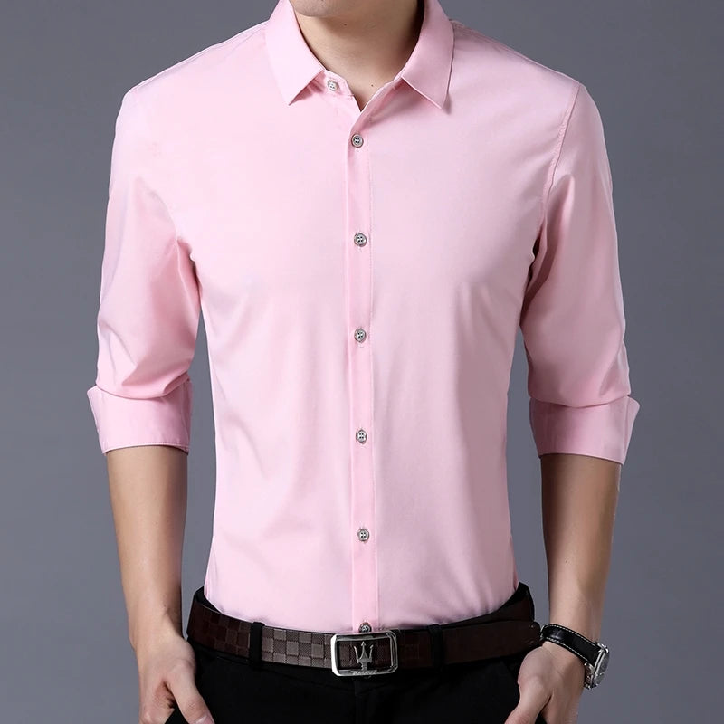 Men's  Solid Color Long Sleeved Shirt