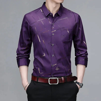 Wrinkle Resistant Printed Long Sleeve Shirt
