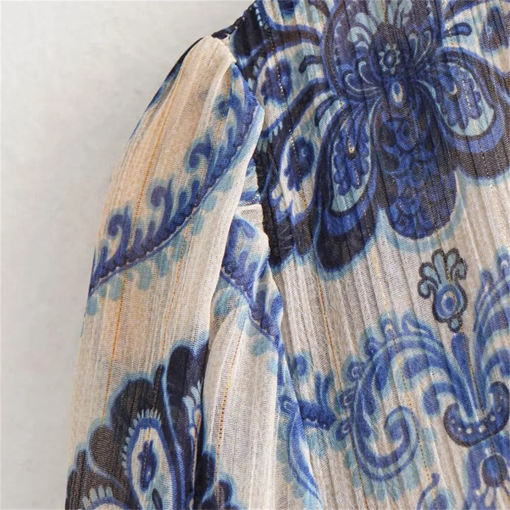 Metallic Print Casual Summer Dress