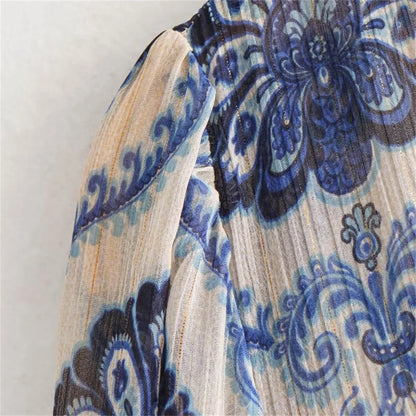 Metallic Print Casual Summer Dress