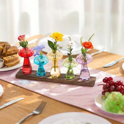 Transparent Glass Mushroom Vase - Hydroponic Planter