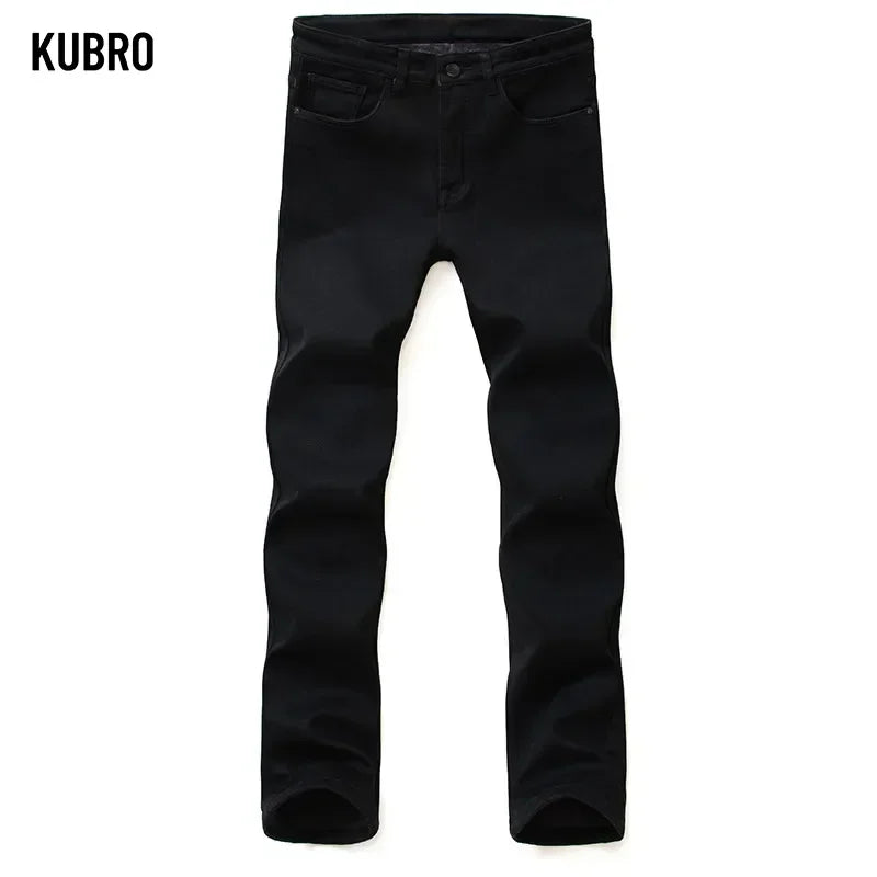 Classic Stretch Black Biker Denim Jeans