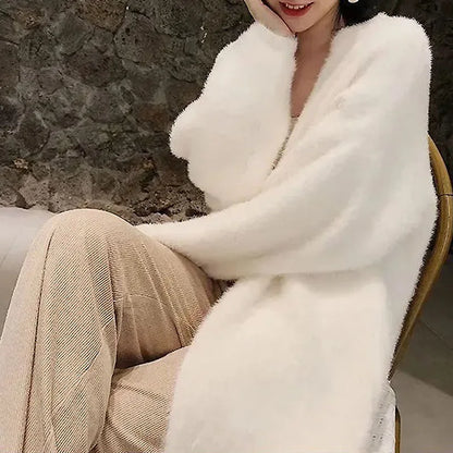 Knitted fluffy long sleeve Cashmere sweater