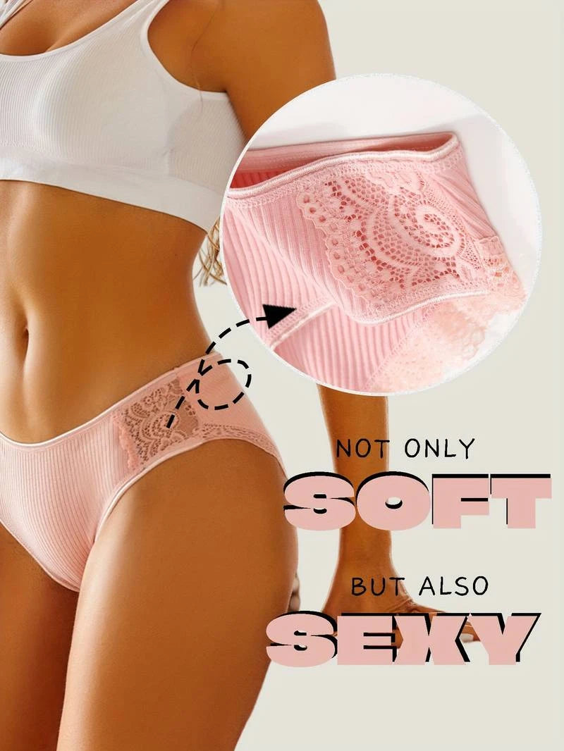 5Pcs Cotton Lace Briefs for Women