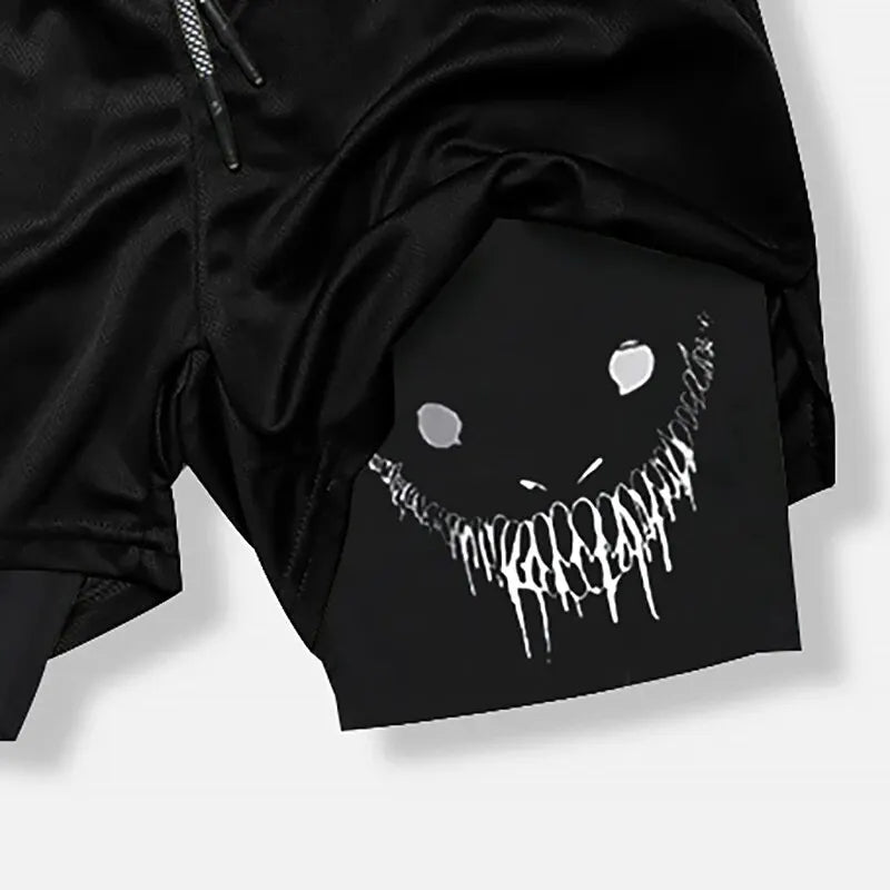 Demon Print 2-in-1 Quick Dry Gym Shorts