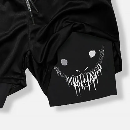 Demon Print 2-in-1 Quick Dry Gym Shorts