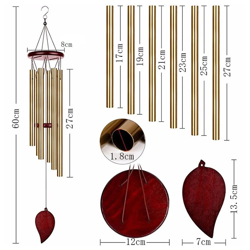 Good Luck Wind Chimes, 6 Tubes Bell Pendant