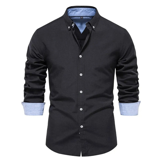 Spring Cotton Blend Oxford Button-Down Shirt