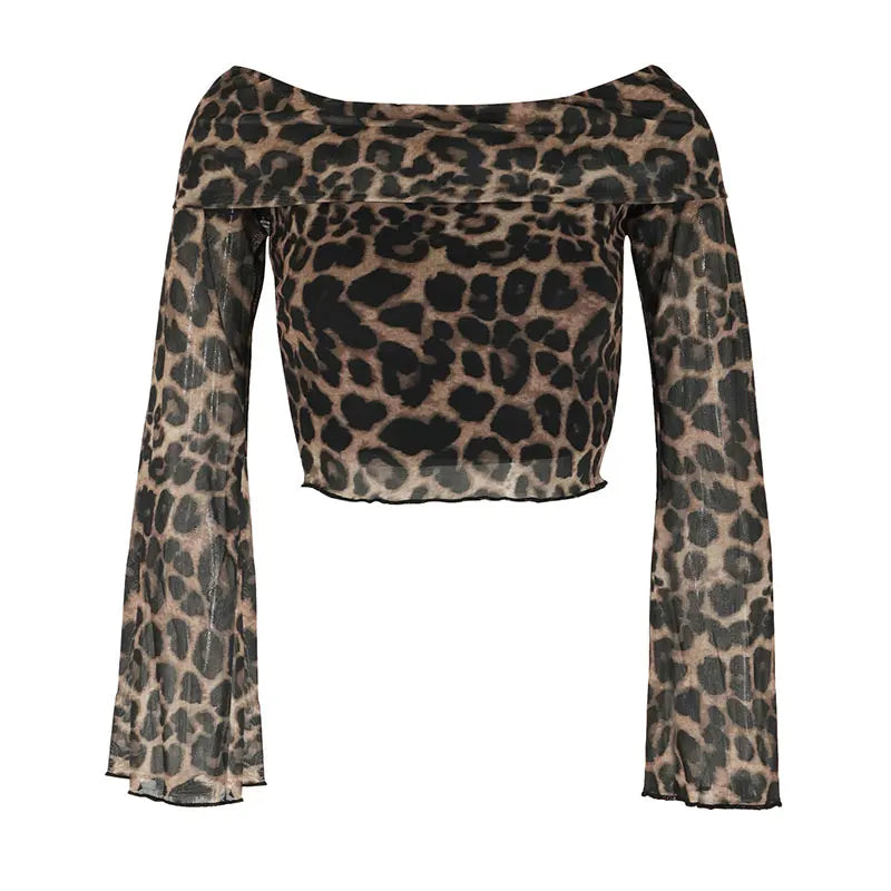 Leopard Print Backless Long Sleeve Tee – Sexy Autumn Streetwear