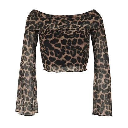 Leopard Print Backless Long Sleeve Tee – Sexy Autumn Streetwear