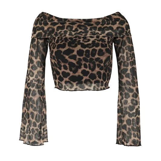 Leopard Print Backless Long Sleeve Tee – Sexy Autumn Streetwear
