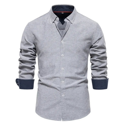 Spring Cotton Blend Oxford Button-Down Shirt