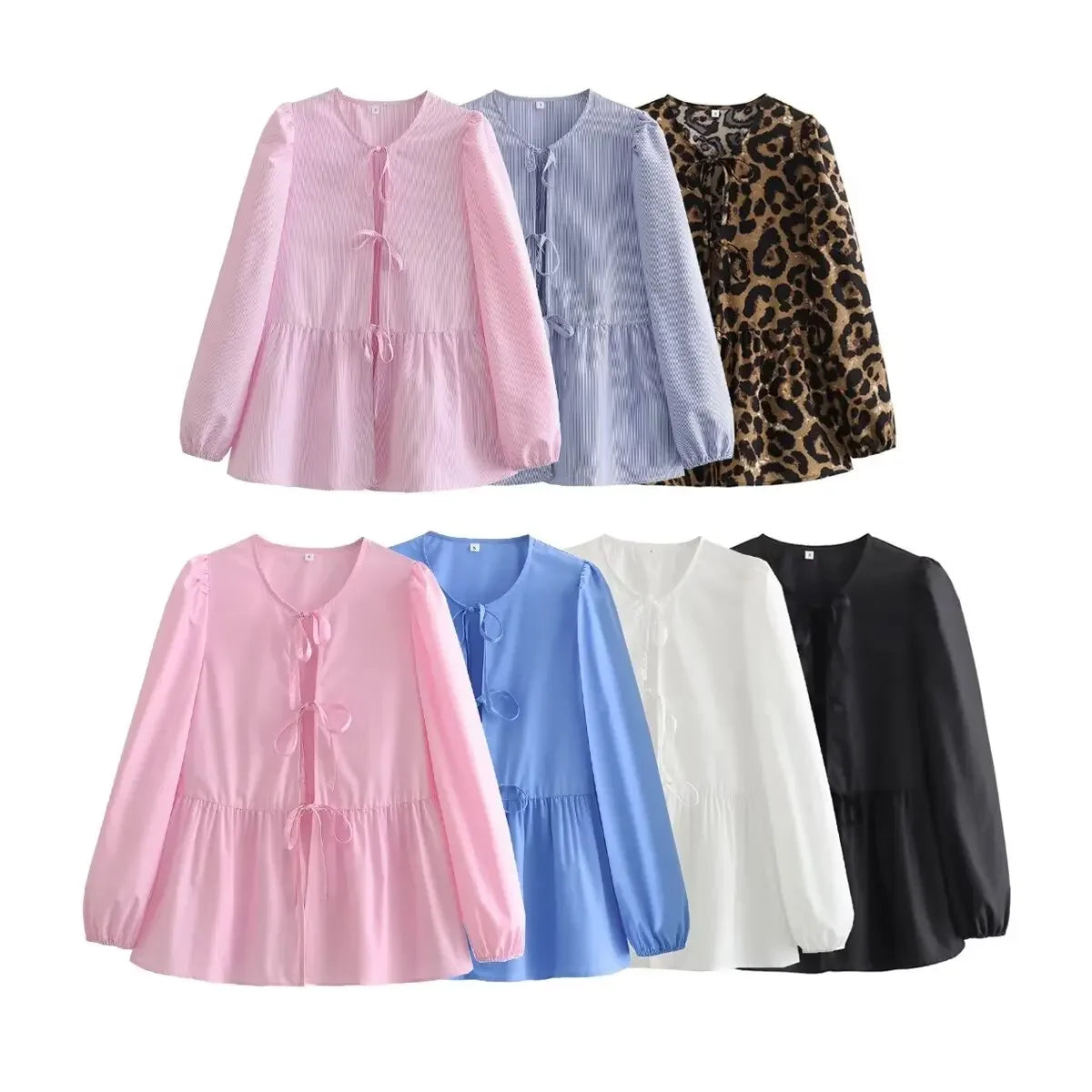 Vintage Women Puff Sleeve Loose Shirts