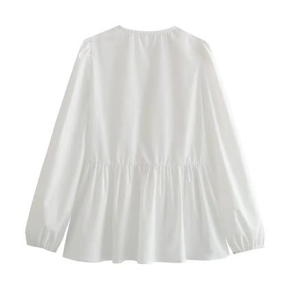 Vintage Women Puff Sleeve Loose Shirts