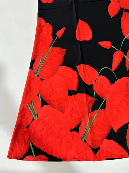 V-Neck Sleeveless Printed Flowy Dress