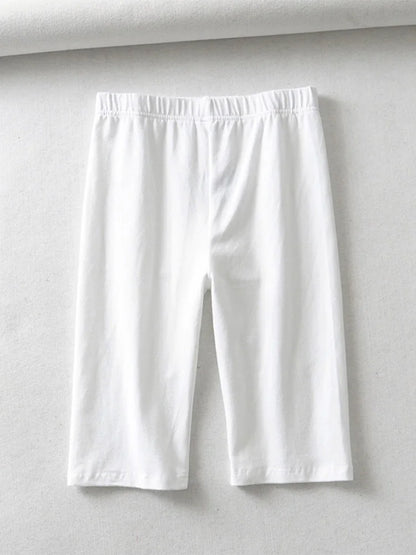 Cotton High Waist Slim Knee-Length Shorts