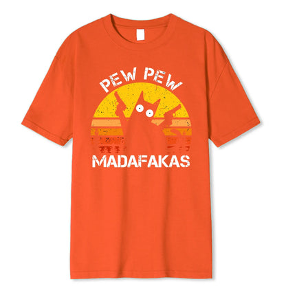 Pew Pew Cat with Guns T-shirt
