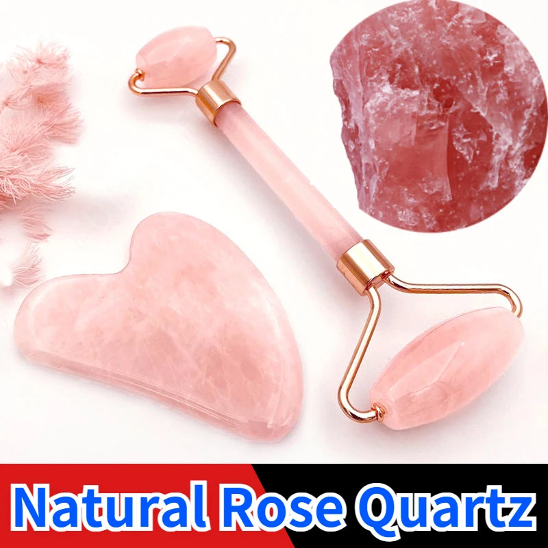 Rose Quartz Powder Crystal Jade Roller Massager