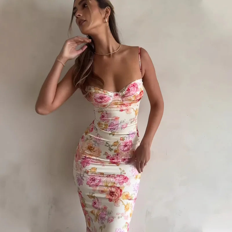 Floral Spaghetti Strap Slim Mini Dress