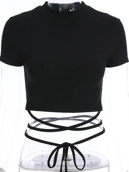 Summer Black Bandage Crop Tee – High Street Sexy Style