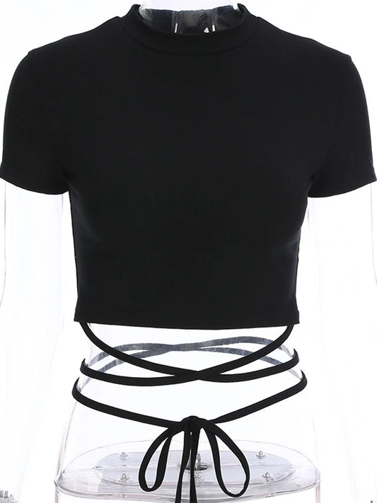 Summer Black Bandage Crop Tee – High Street Sexy Style