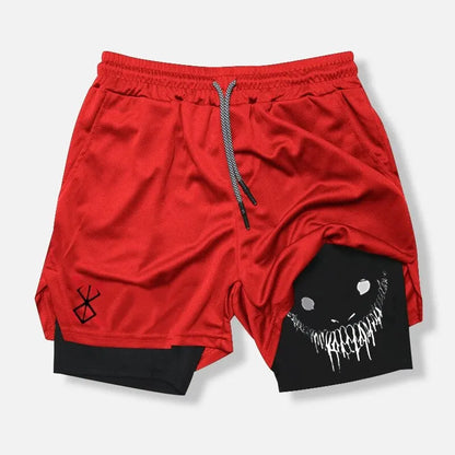 Demon Print 2-in-1 Quick Dry Gym Shorts