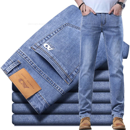 Spring Light Blue Slim Fit Denim Jeans