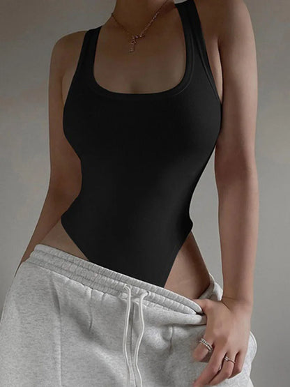 Hot Summer Sleeveless Knit Bodysuit – Sexy Off-Shoulder Clubwear