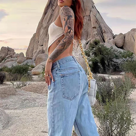 Women’s Wide Leg Baggy Jeans – Vintage Punk Skater Streetwear