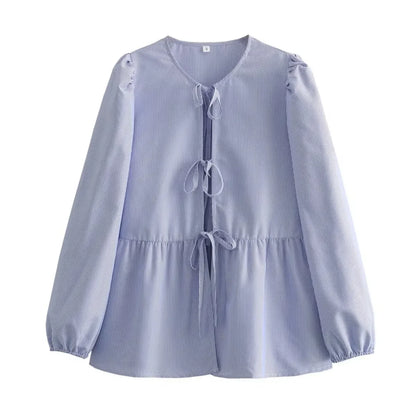 Vintage Women Puff Sleeve Loose Shirts