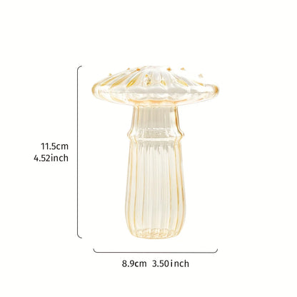 Transparent Glass Mushroom Vase - Hydroponic Planter
