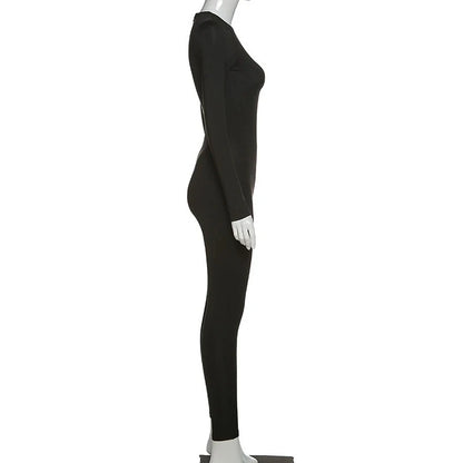 Solid Long Sleeve Skiing Jumpsuit
