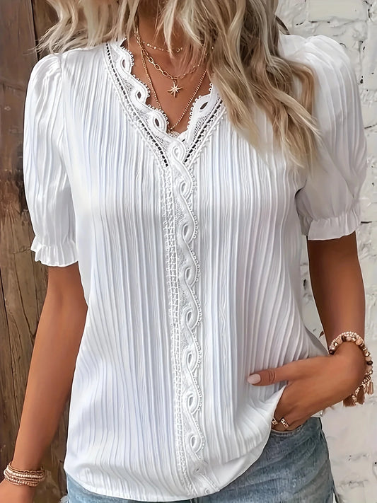 Plus Size Elegant Short Sleeve Top