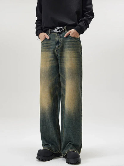 Vintage Distressed Baggy Straight Denim Jeans