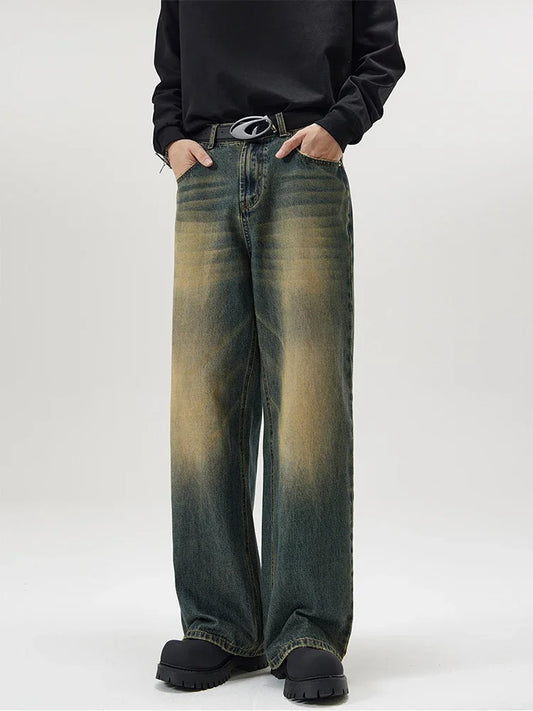 Vintage Distressed Baggy Straight Denim Jeans