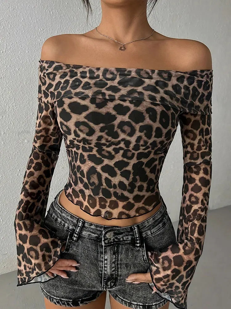 Leopard Print Backless Long Sleeve Tee – Sexy Autumn Streetwear