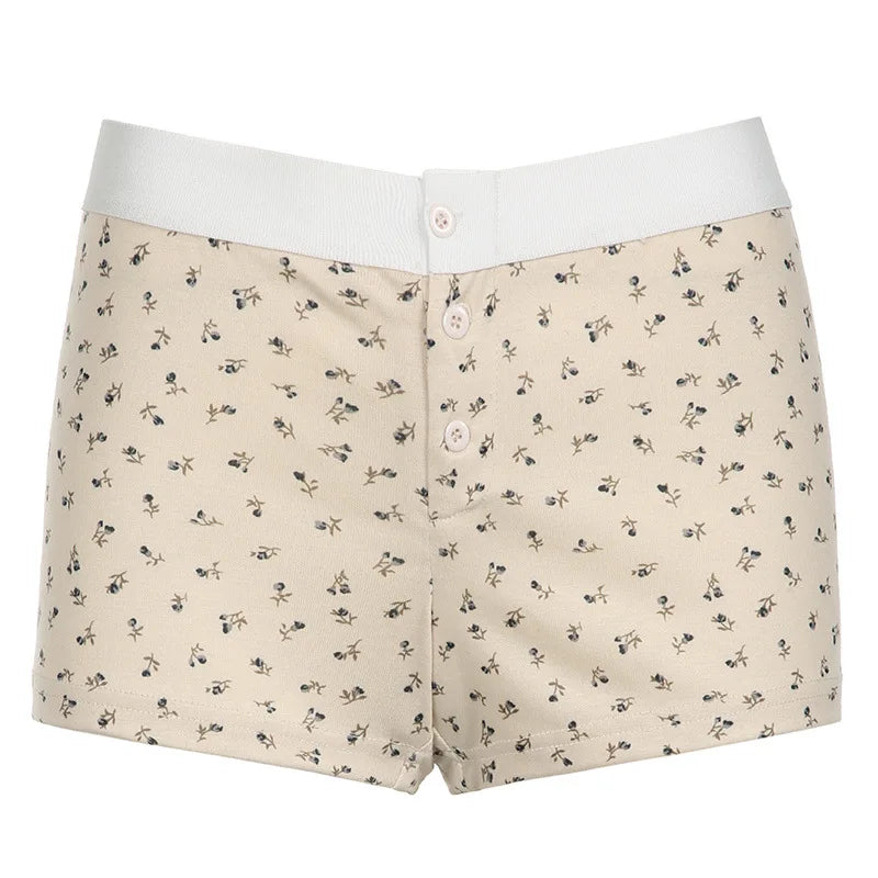 Casual Cotton Front Button Low Waist Shorts