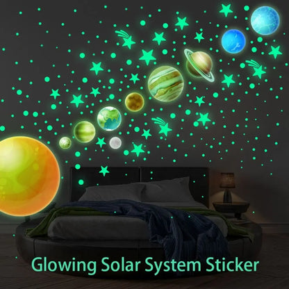 Luminous Stars Wall Stickers DIY PVC Glow in The Dark Planet