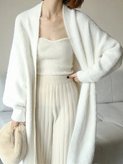 Knitted fluffy long sleeve Cashmere sweater