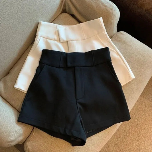 Black High Waisted A-Line Shorts for Women