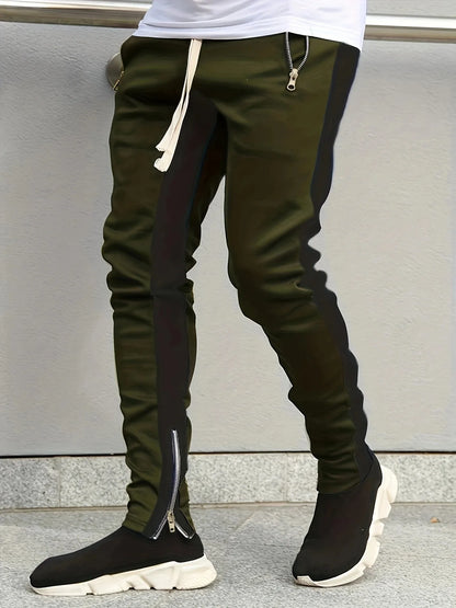 Color Block Jogging Pants with Zip Pockets