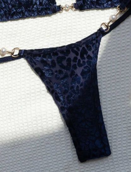 Brazilian Summer Women Leopard Pearl Bathing Suit