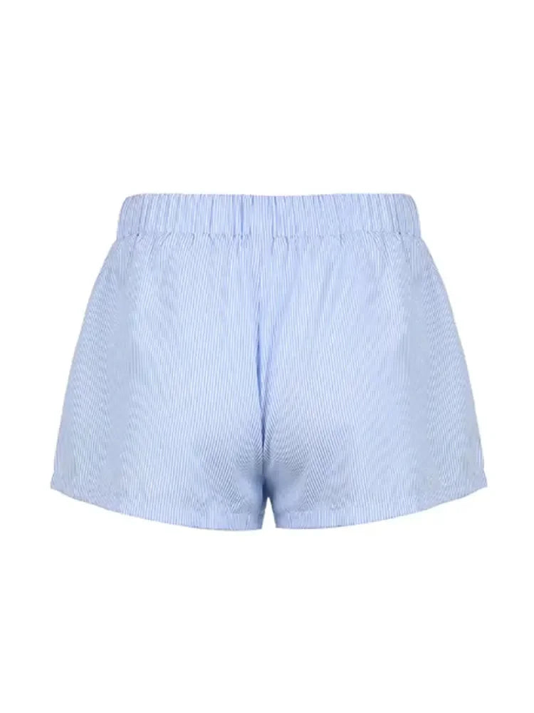 Casual Loose Stripe Button Summer Shorts