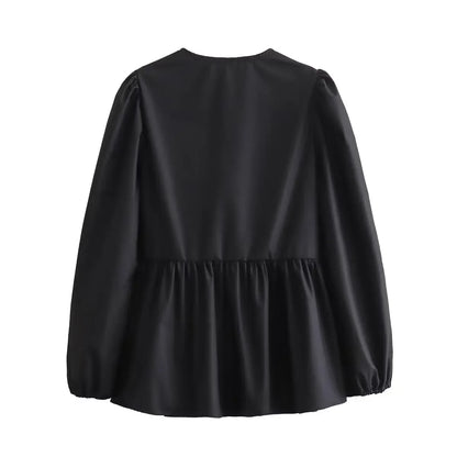 Vintage Women Puff Sleeve Loose Shirts