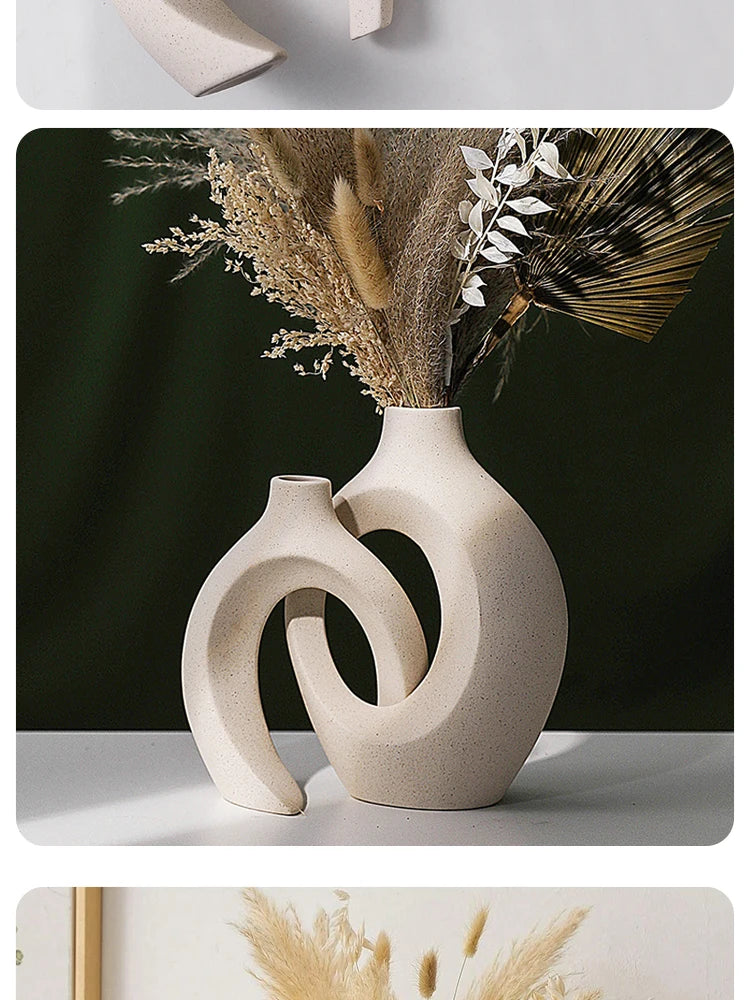 Creative White Simple European Ceramic Vase Set