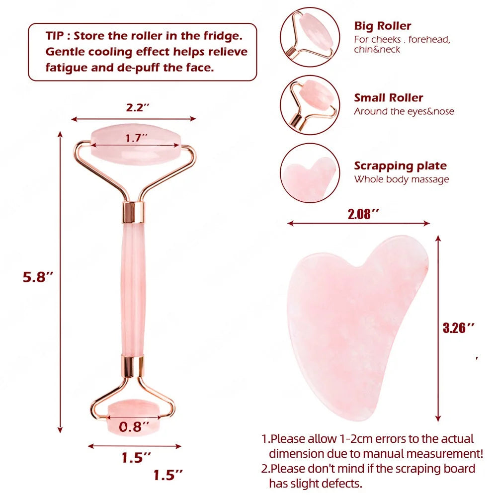 Rose Quartz Powder Crystal Jade Roller Massager