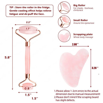 Rose Quartz Powder Crystal Jade Roller Massager